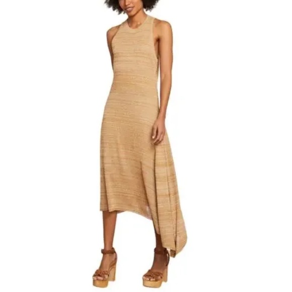 Veronica Beard - Gold Multicolor Knit Dress W/ Asymmetrical Hem Sz M - Picture 1 of 11
